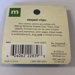 NEW! Making Memories Shaped Clips Aluminum Swirl 24 Pieces