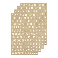 4 Sheets Letter Resin Stickers 3D Small A to Z Mini Alphabet Sticker Gold