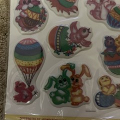 Easter Fluffy Puffy STICK-ONS 3-D Stickers NOS Taiwan Bright Colors Vintage 1981