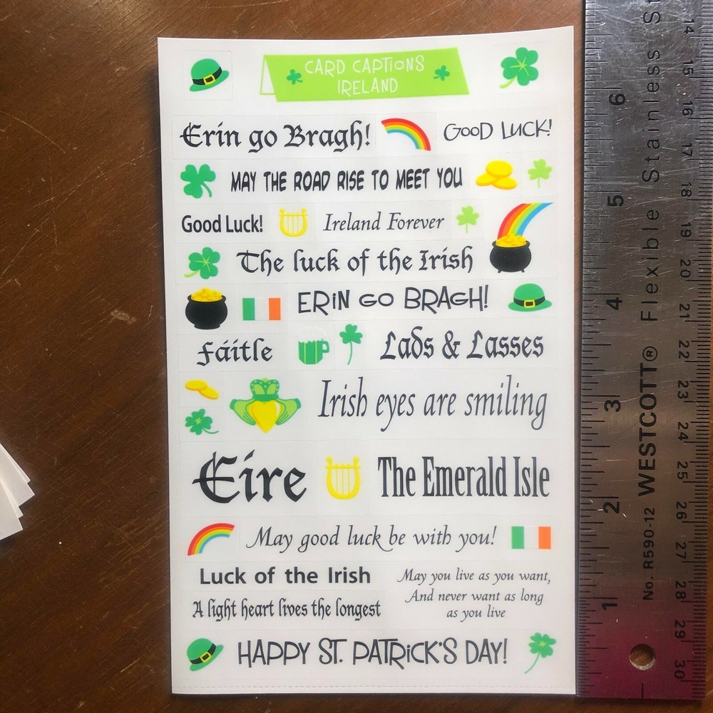 1 Mrs Grossmans Card Captions Ireland Stickers St Patricks Irish Clover Luck