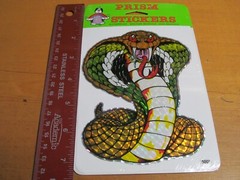 PRISM STICKER SHEET VINTAGE LARGE COBRA SNAKE VINTAGE PRISMATIC NIP