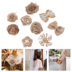 9Pcs Jute Bows Embellishments Bowknot Handmade Material Charms Rustic for