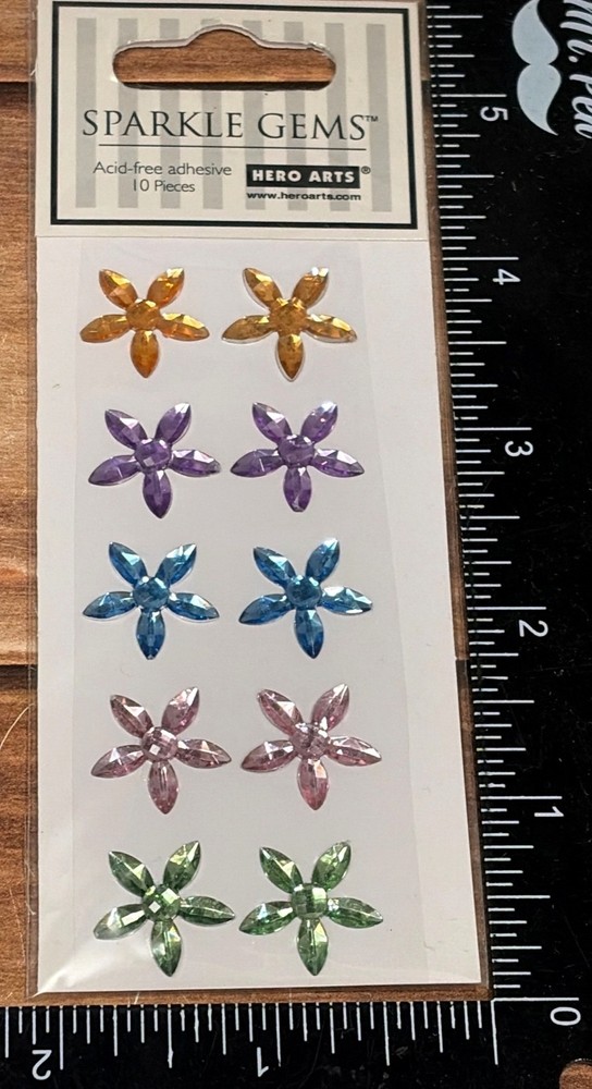 Hero Arts Sparkle Gems Adhesive Flower Embellishments 10 Pieces Acid-Free CH141
