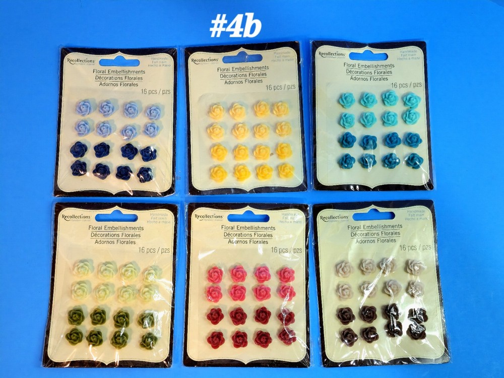 BNIP RETIRED RECOLLECTIONS RESIN FLOWERS 96CT. LOT SCRAPBOOK EMBELLISHMENTS #4b