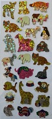 TINY ANIMALS Prismatic Stickers (26pcs)Giraffe•Bears•Rabbit•Horse •Elephant•Fox•