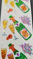 HAMBLY STUDIOS STICKERS PRISMATIC GLITTER CHAMPAGNE CELEBRATION PARTY VINTAGE