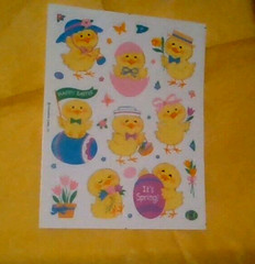 Vintage NEW – Easter-Spring-FUZZY Cute Little Chicks Stickers – Single Sheet