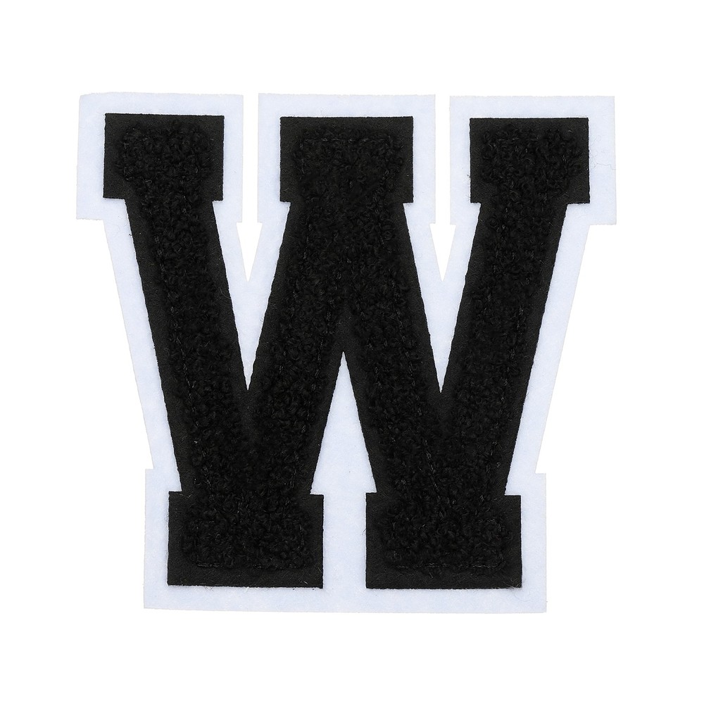 4″ Chenille Letter Patches,Black Chenille Initial A-Z Patches Letter W