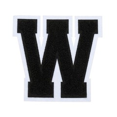 4″ Chenille Letter Patches,Black Chenille Initial A-Z Patches Letter W