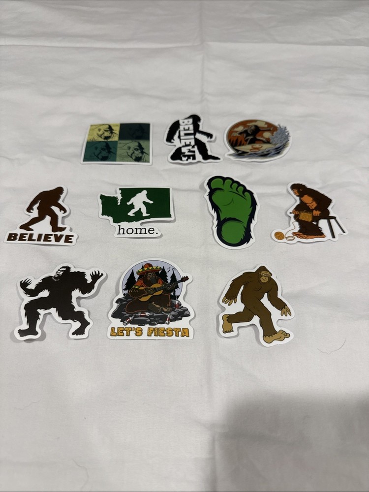 Lot of 10 Assorted Outdoor Bigfoot Sasquatch Yeti Swamp Ape Believe Stickers