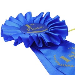 3 PCS Blue Award Rosette Ribbon For Grand Prize 1st Place Winner Victory