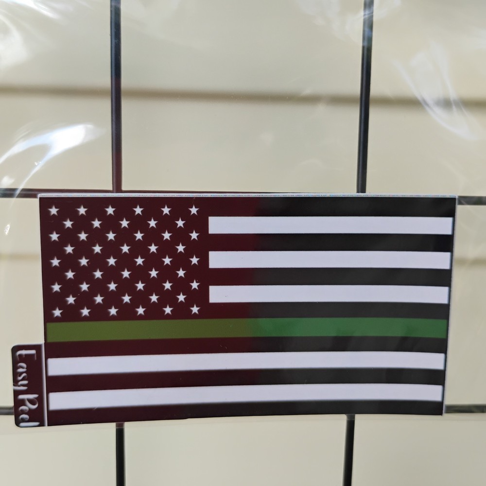 Green Line Military Flag Sticker – Waterproof, Fade Proof Decal, Made in the USA