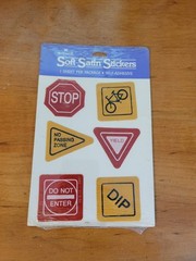 Vintage Hallmark Soft Satin Stickers Road Signs Stop Sign Yield 1983 Sealed