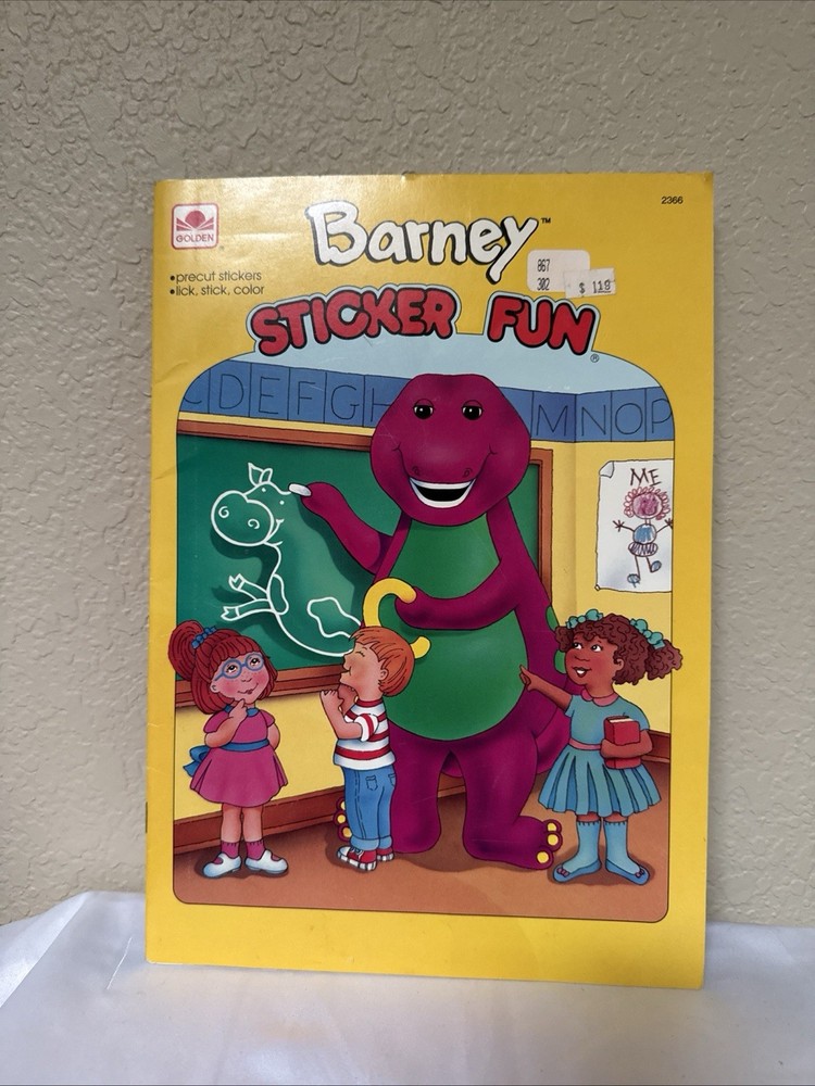 Barney Sticker Fun 1993 Golden UNUSED , Vintage Sticker Book**read