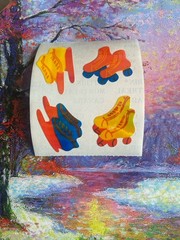 Vintage 80’s Pearly Roller Blades & Ice Skates Sticker module 2×3 Inch Roughly