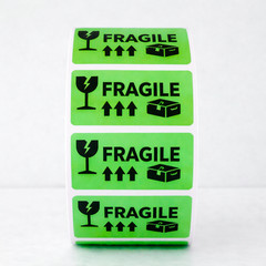 50 Fragile Stickers 2×1 Shipping Labels Handle With Care Red Warning Mailing