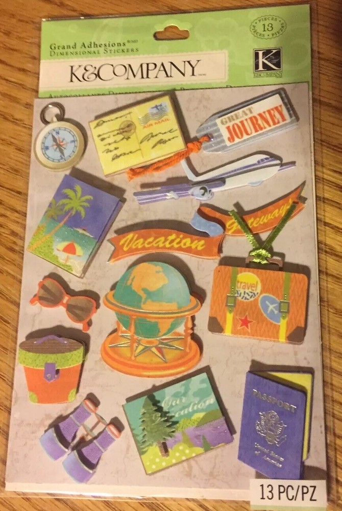 K&COMPANY PASSPORT TRAVEL Plane World Globe Luggage Happy Trail Vacation Journey