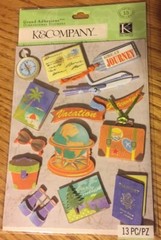 K&COMPANY PASSPORT TRAVEL Plane World Globe Luggage Happy Trail Vacation Journey