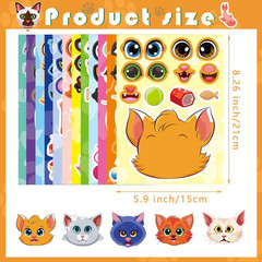 36 Cat Face Sticker Sheets for Kids – Make Your Own Stickers for Parties
