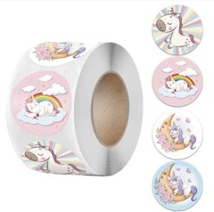 Cartoon Unicorn Stickers 1 Roll / 500 pcs 1” 1 Inch/ 2.5 cm Brand New