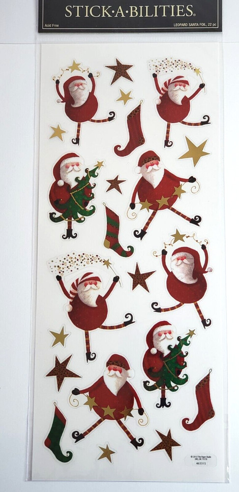 THE PAPER STUDIO Stickabilities LEOPARD SANTA FOIL Stickers – 22 pcs