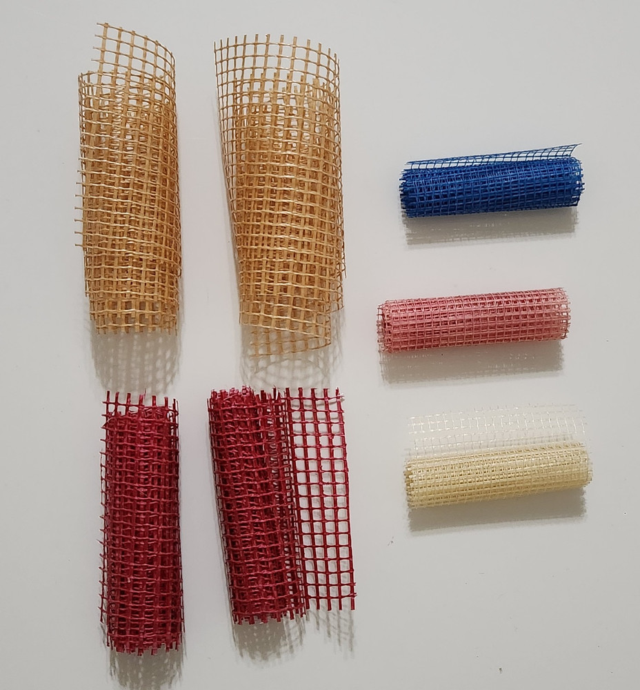 Lot 7 Small Rolls Netting Scrapbooks Neutrals Red Pink Blue Embellishments Net-C