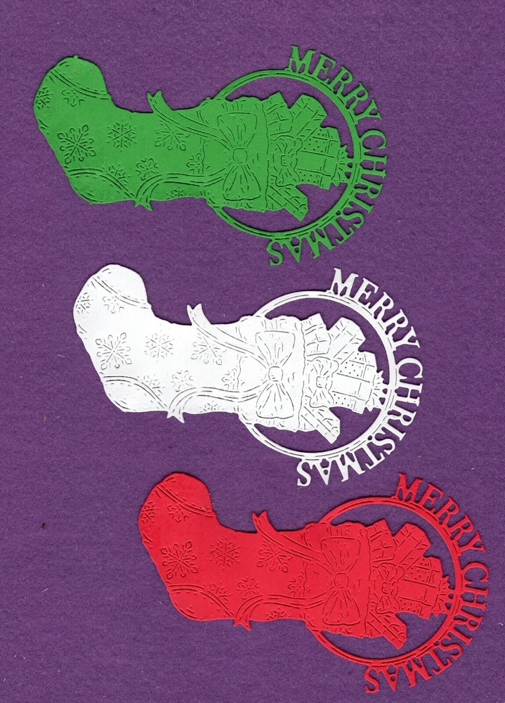MERRY CHRISTMAS STOCKING die cuts scrapbook cards