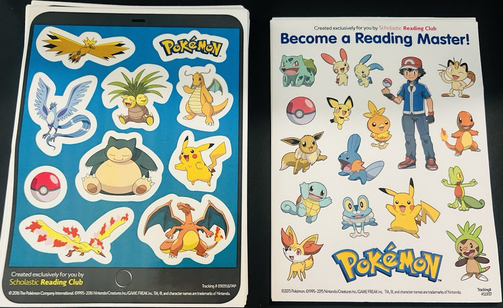 New Pokémon Stickers Multicolor Stickers 62 sheets of Stickers/ 655 Stickers