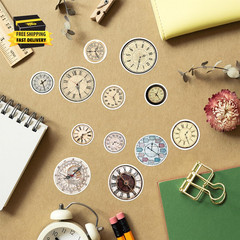 Vintage Clock Face Stickers Pack 50Pcs Waterproof Vinyl for Scrapbooking Journal