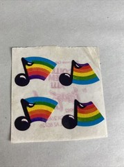 Lisa Frank 1982 Vintage Sticker Sheet Music Note Rainbow 80s