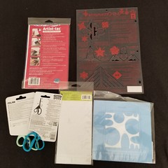 Assorted 6 Piece Craft Set: Adhesives, Stencils, Foam Dots, Templates – New