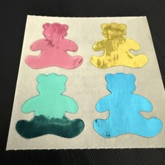 Vintage 1980s Stickers Mylar Foil Bear Small World Greetings 1984 NOS Module
