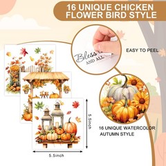 Whaline 16 Sheets Fall Rub on Transfer for Crafts Pumpkin Leaves Rub on Trans…