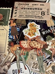 Handmade scrapbooking mixed lot vintage travel flower ticket paper ephemera