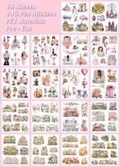 Paris Journaling Sticker Set, 18 Sheets PET Junk Journal Stickers, Pink French T