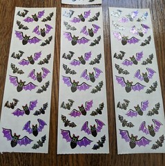 Vintage Sandylion Prismatic Purple & Black Halloween Bats Stickers, 10 Modules