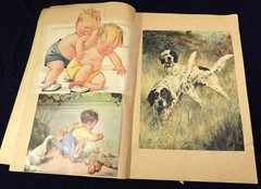 Vtg 1930s Magazine SCRAPBOOK Pages Illustrations Mixed Media Collage Paper Art
