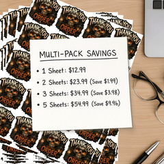 Thank You for Your Order Horror Skull Halloween Gothic Stickers 20 per Sheet