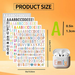 10 Sheets 0.5 Inch Vinyl Letter Stickers, 1180 Mini Alphabet and Number Labels f