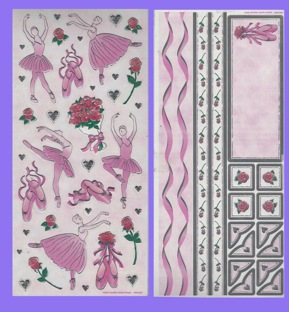 BALLET EMBOSSED STICKERS W/COORDINATING BORDERS – SANDYLION – VINTAGE – NEW