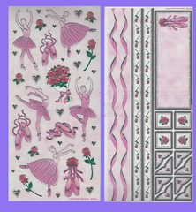 BALLET EMBOSSED STICKERS W/COORDINATING BORDERS – SANDYLION – VINTAGE – NEW