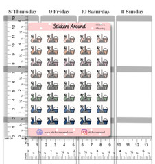 Neutral Cleaning Icon Planner Stickers, Chores Icon Stickers, Calendar & Journal
