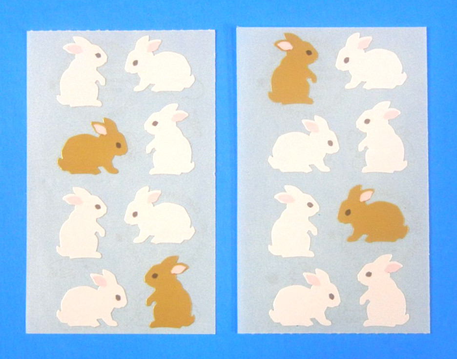 Vintage 1986 Mrs. Grossmans Brown & White Mini Bunnies Sticker 2 Mod Sheets Set
