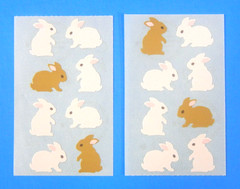 Vintage 1986 Mrs. Grossmans Brown & White Mini Bunnies Sticker 2 Mod Sheets Set