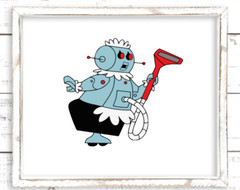 Full Color Rosie The Robot with Vacuum Hose Sticker for your Robot Floor Vac