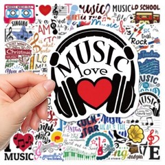 50pcs Love music stickers, Rock Star, Hip Pop,no residue – waterproof, 155
