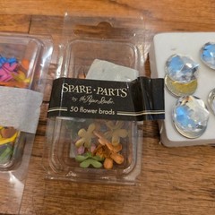 The Paper Studio Spare Parts Craft Brads Lot Flower Gemstone Heart Glitter Mixed