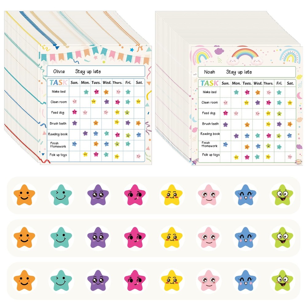 Sticker Chart for Kids 70 PCS Chore Chart for Kids with 2640 Star Stickers