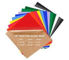 12×12 Colored Acrylic Sheets 1/8″ Thick – 3mm Plexiglass for DIY Crafts, Tableto