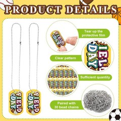 30 Pcs 2×1.1 Inch Field Day Incentives Dog Tag Necklaces with Chains Acrylic …